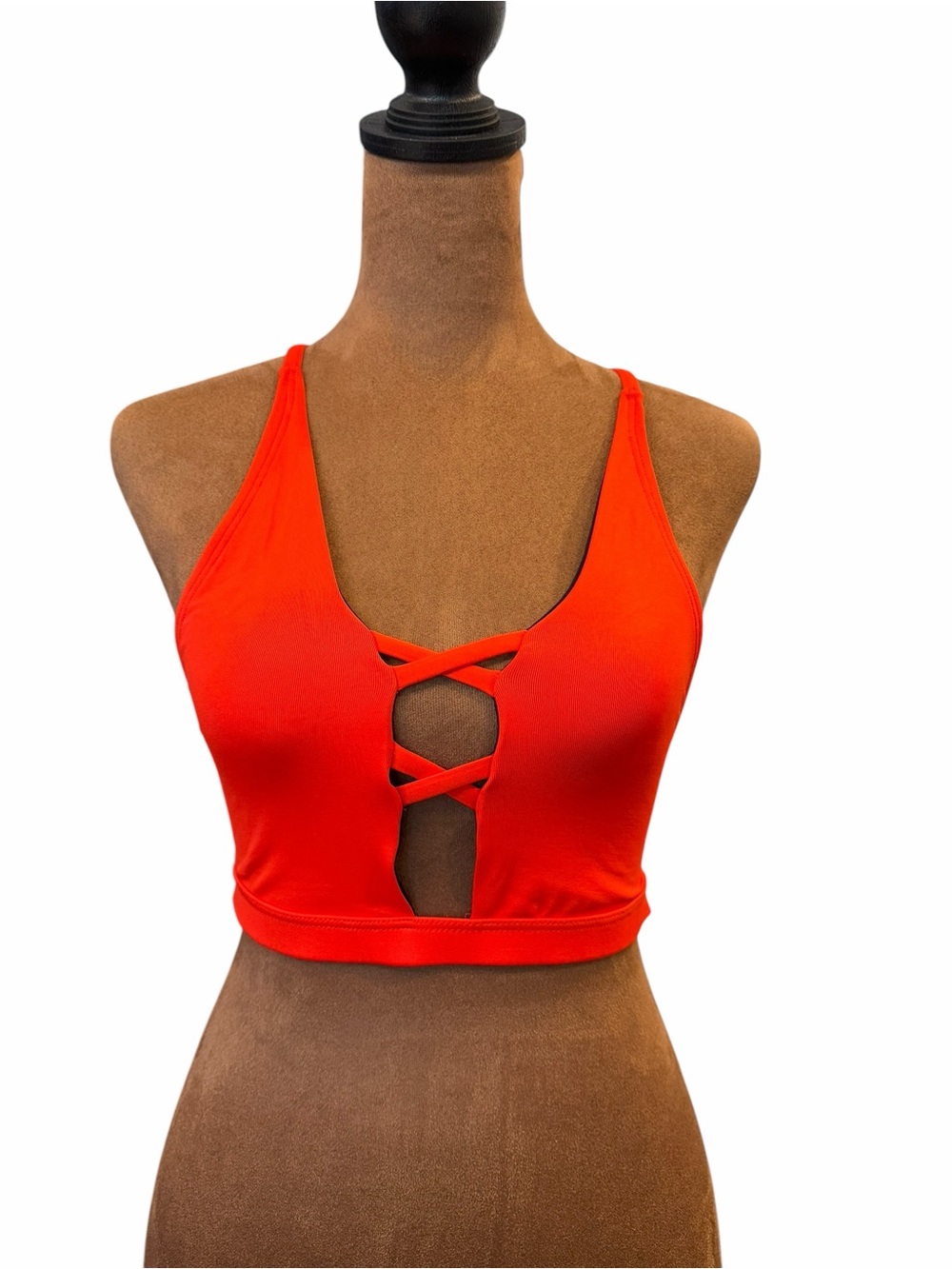 Strappy Red Bathing Suit Top NWT Frederick's of Hollywood Womens SZ Small Sunset